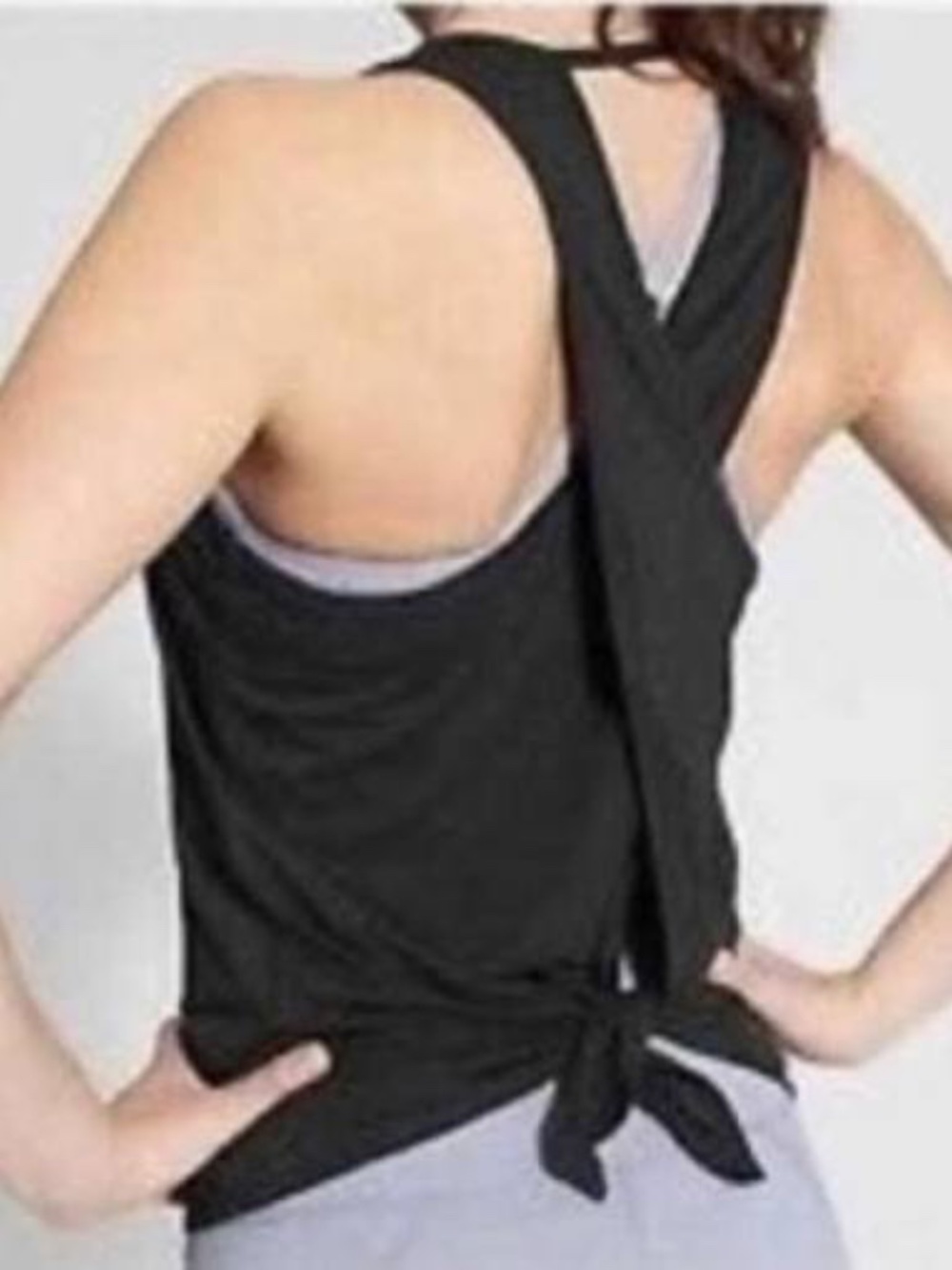 ATHLETA BLACK 'Essence' Tie Back Tank Top